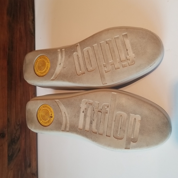 Fitflop Due Mary Jane Beige Flat Canvas Leather Platform Slip On Casual Sneakers - Picture 5 of 7